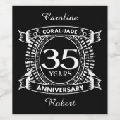 35e trouwdag Coral Jade crest Wijn Etiket (Enkel label)