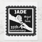 35e trouwdag met handen wijn etiket (Enkel label)