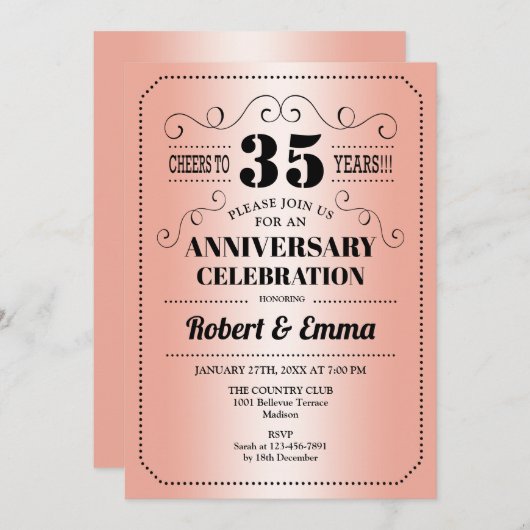 35e trouwdagfeest - Koraal Kaart (Voorkant / Achterkant)