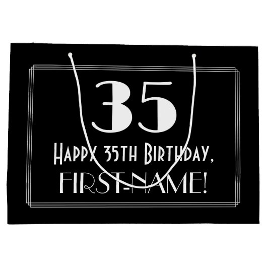 35e verjaardag: Art Deco geïnspireerde stijl "35", Groot Cadeauzakje (Achterkant)