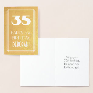 35e Verjaardag ~ Art Deco stijl "35" & aangepaste  Folie Kaarten