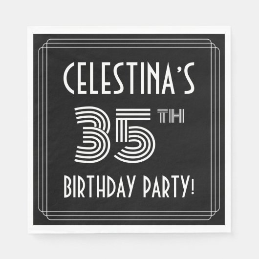 35e verjaardag: Art Deco Style + aangepaste naam Servet (Voorkant)