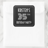 35e verjaardag: Art Deco Style en aangepaste naam Vierkante Sticker (Tas)