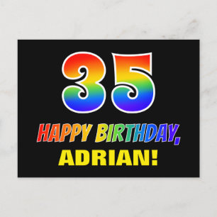 35e verjaardag: Bold, Leuk, Eenvoudig, Regenboog 3 Briefkaart