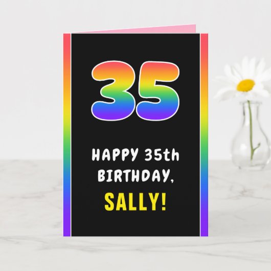 35e verjaardag: Colorful Rainbow # 35, aangepaste Kaart (Kleine Plant)