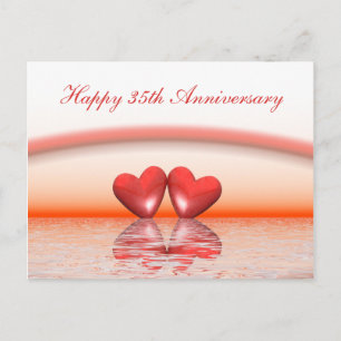 35e verjaardag Coral Hearts Briefkaart