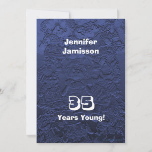 35e verjaardag Dark Blue Dolls Invitations Kaart