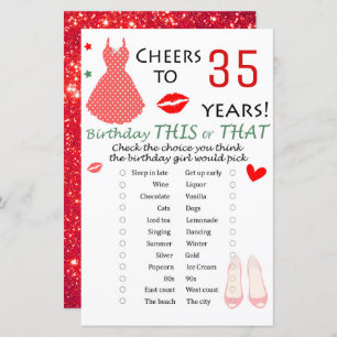 35e verjaardag Dit of dat spel
