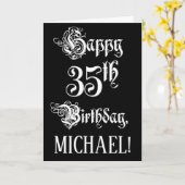 35e verjaardag: Fancy, elegant script + aangepaste Kaart (Gele Bloem)