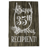 35e verjaardag: Fancy, Faux Wood Kijk + Aangepaste Medium Cadeauzakje (Voorkant)