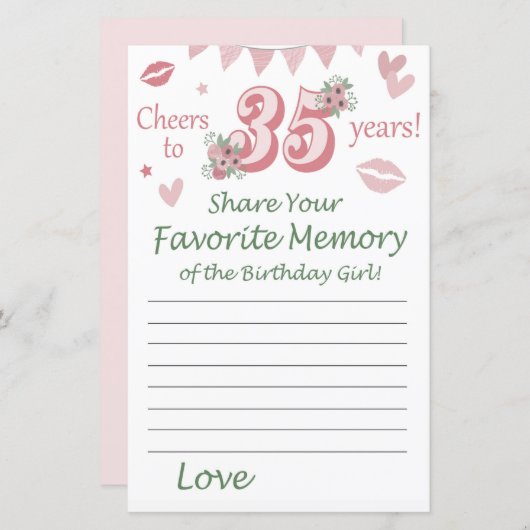 35e verjaardag Favoriete herinnering van de Birthd (Voorkant / Achterkant)