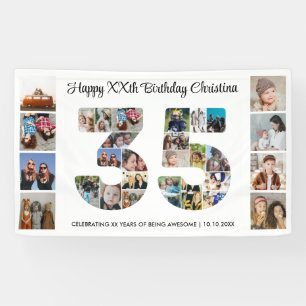 35e verjaardag feestnummer 35 fotocollage spandoek