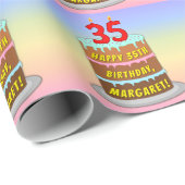 35e verjaardag: Fun Cake and Candles + Custom Name Cadeaupapier (Rol Hoek)