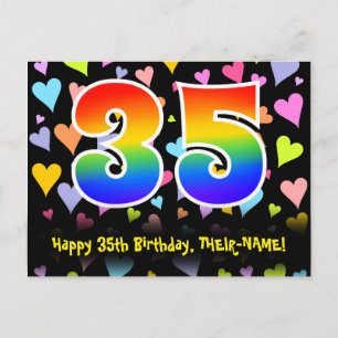 35e verjaardag: Fun Hearts-patroon, Regenboog 35 Briefkaart