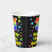 35e verjaardag: Fun Stars Pattern en Rainbow 35 Papieren Bekers (Rechts)