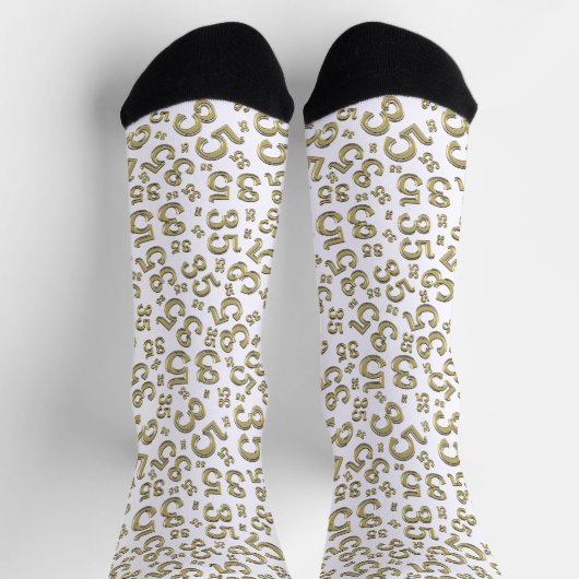 35e verjaardag Gold/White Random Number Pattern Sokken (Top)