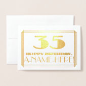 35e verjaardag; naam + Art Deco geïnspireerd look Folie Kaarten (Voorkant met envelop)