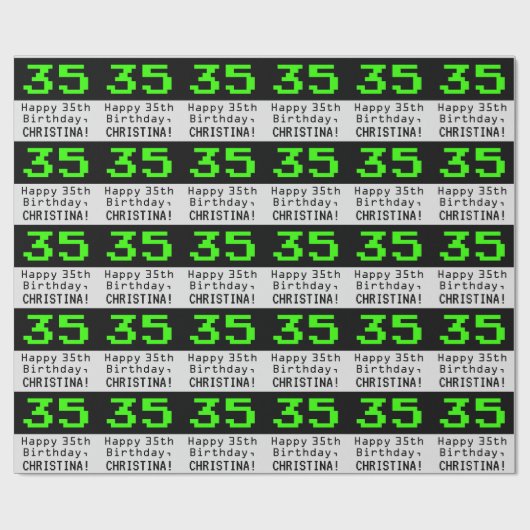 35e verjaardag - Nerdy / Geeky stijl "35" en naam Cadeaupapier (Vlak)