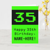 35e verjaardag: Nerdy / Geeky Style "35" en naam Kaart (Gele Bloem)