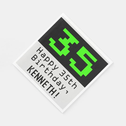 35e verjaardag - Nerdy / Geeky Style "35" & naam Servet (Hoek)