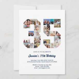 35e verjaardag nummer 35 aangepaste fotocollage kaart