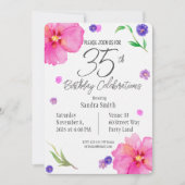 35e verjaardag Uitnodigen | Floral Waterverf Desig Kaart (Voorkant)