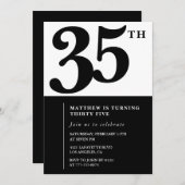 35e verjaardag uitnodigingen Zwart en Wit Elegant (Voorkant / Achterkant)