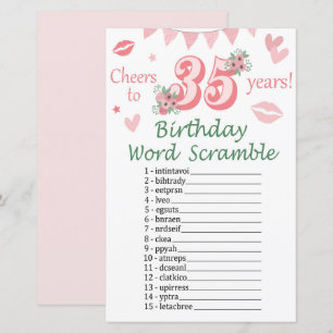 35e verjaardag Word Scramble Game