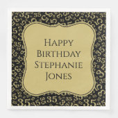 35e Verjaardag Zwart/Goud Beugel Getal Patroon Servet (Voorkant)