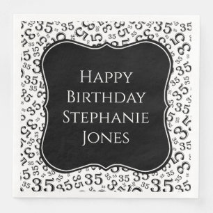 35e verjaardag zwart/wit beugel nummer patroon servet
