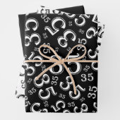 35e verjaardag zwart/wit Random Number Patroon 35 Inpakpapier Vel (In situ)