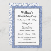 35e verjaardagsfeest thema blauw en wit patroon kaart (Voorkant / Achterkant)