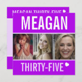 35e verjaardagsfeestdag foto paars kaart (Voorkant / Achterkant)