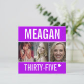 35e verjaardagsfeestdag foto paars kaart (Staand voorkant)