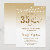 35ste huwelijksverjaardag - Goud Wit Kaart (Voorkant / Achterkant)