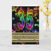 35ste verjaardag met vuurwerk en bellen kaart (Gele Bloem)