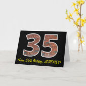 35th Birthday - Brick Wall Pattern "35" w / Naam Kaart (Gele Bloem)