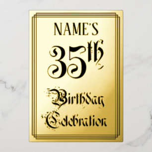 35th Birthday Party — Elegant Script + aangepaste Folie Uitnodiging