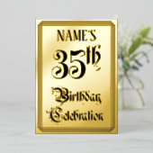 35th Birthday Party — Elegant Script + aangepaste  Folie Uitnodiging (Staand Voorkant)