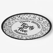 35th Birthday Party Number Pattern Black/White Papieren Bordje (Gekanteld)