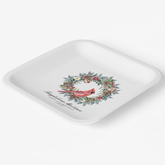 35th Birthday Red Cardinal Wreath Custom Papieren Bordje (Gebogen)