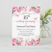 35th Coral Wedding Jubileum Blush Rozen Kaart (Staand voorkant)
