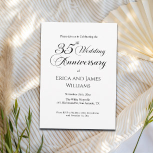 35th Coral Wedding Jubileum Elegant Script Kaart