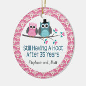 35th Jubileum Owl Personalized Ornament Gift (Links)