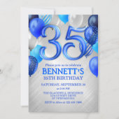 35th Mens Blue Anniversaire Invitation (Devant)