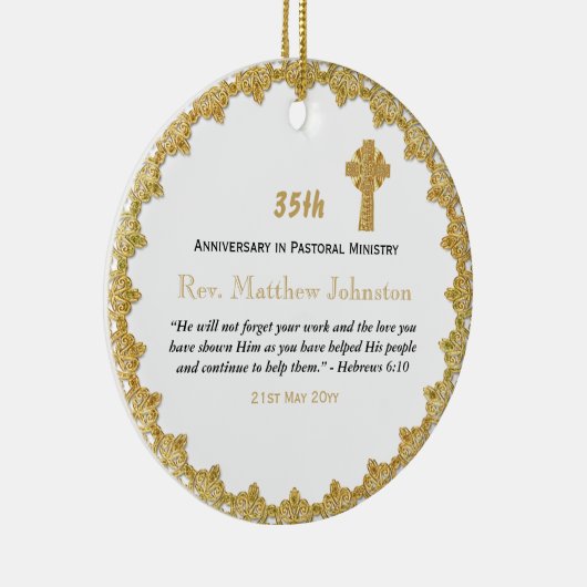 35th Ordination Jubileum Persoonlijke scripts Keramisch Ornament (Rechts)