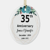 35th Wedding Jubileum Aangepaste namen en Jaar Keramisch Ornament (Rechts)