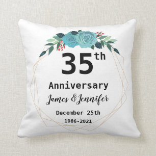 35th Wedding Jubileum Aangepaste namen en Jaar Kussen