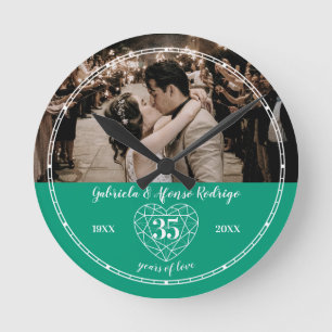 35th Wedding Jubileum hart emerald green Ronde Klok