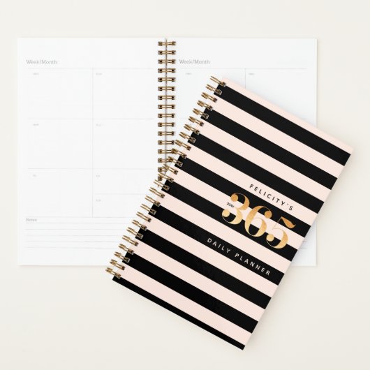 365 Planificateur quotidien | Chic Gold, rose et n (Devant avec enveloppe)